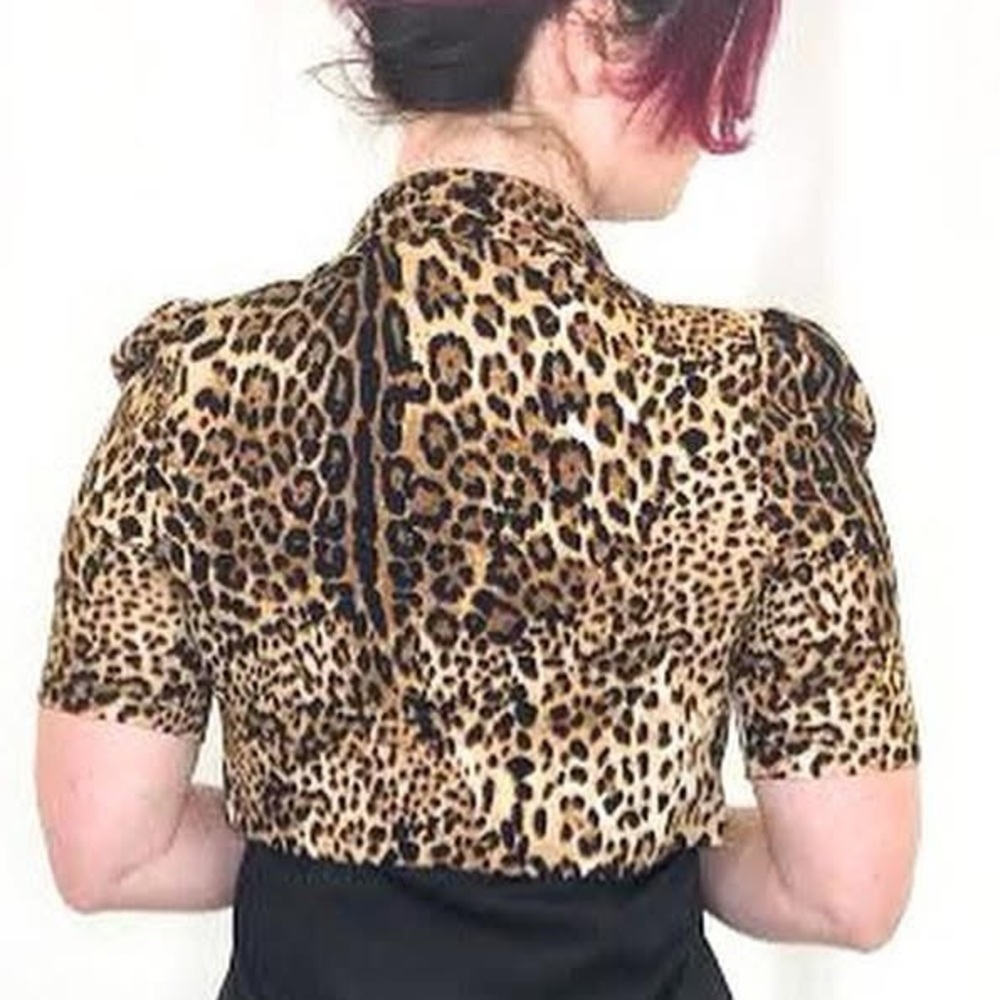 Papermoon Leopard Print Bolero Jacket Pinup Retro - Picture 2 of 5